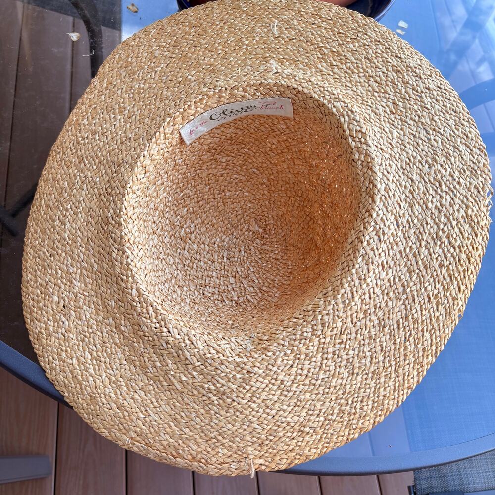 Vintage Olive Branch Woven Straw Sun Hat Shell Accent Tan Size M - Picture 3 of 6